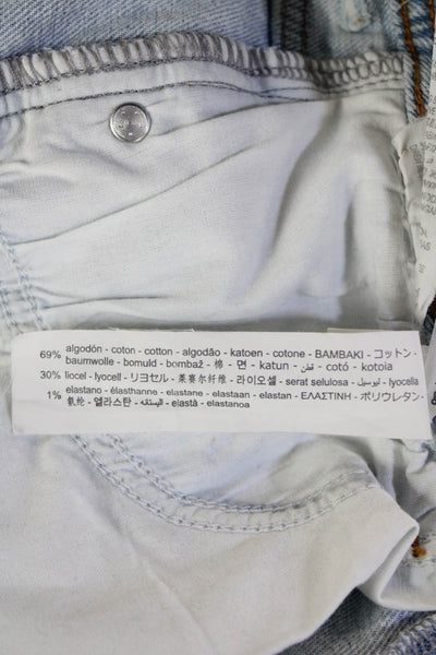 Zara Women Straight Jeans Light Blue High Rise Cotton Lyocell Elastane Size 4