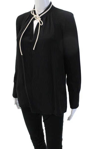 Derek Lam Women Black High Neck Long Sleeve Polyester Designer Blouse Size 0