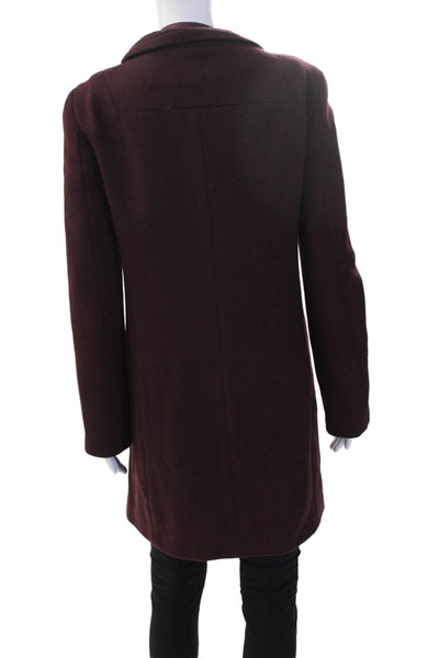 Narciso Rodriguez Women Brown Wool Blend Overcoat Button Mock Neck Size 6