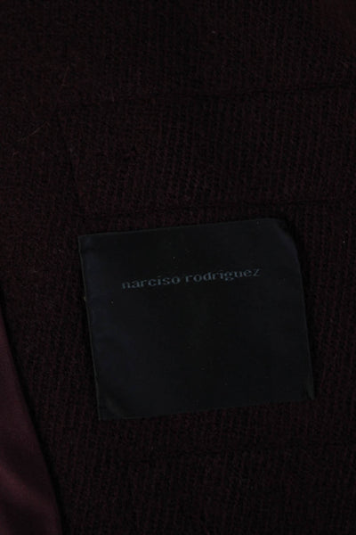 Narciso Rodriguez Women Brown Wool Blend Overcoat Button Mock Neck Size 6