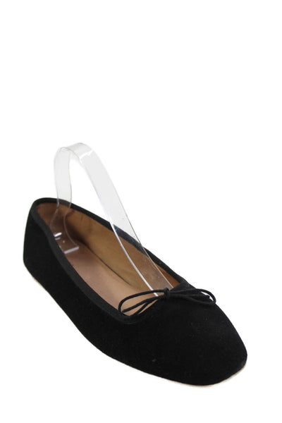 Soludos Womens Velvet Leather Bow Detail Ballet Flats Shoes Black Size 8.5