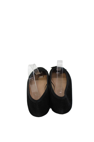 Soludos Womens Velvet Leather Bow Detail Ballet Flats Shoes Black Size 8.5