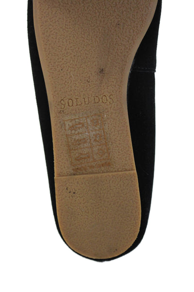 Soludos Womens Velvet Leather Bow Detail Ballet Flats Shoes Black Size 8.5