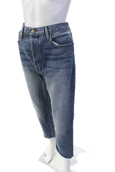 Frame Unisex Cropped Straight Striped Blue Jeans Button Size 31