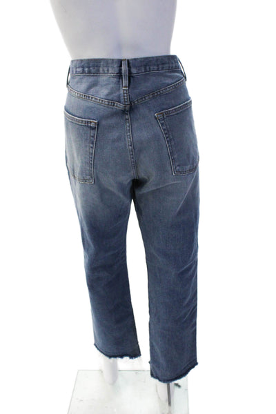 Frame Unisex Cropped Straight Striped Blue Jeans Button Size 31