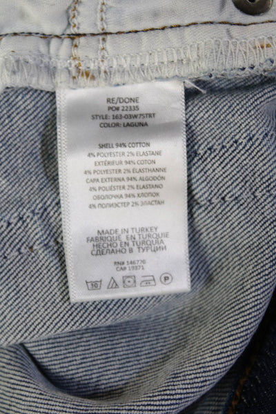Re/Done Women Boyfriend Cropped Light Blue Mid Rise Button Jeans Size 31