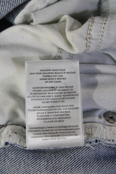 Re/Done Women Boyfriend Cropped Light Blue Mid Rise Button Jeans Size 31
