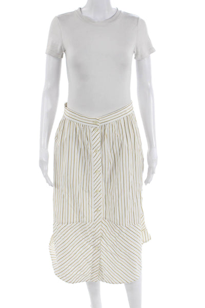Etcetera Women A-Line Peasant Cotton Striped Knee Length Skirt Size 4