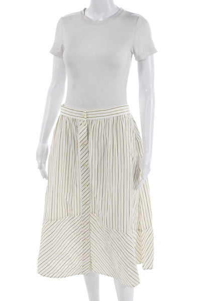 Etcetera Women A-Line Peasant Cotton Striped Knee Length Skirt Size 4