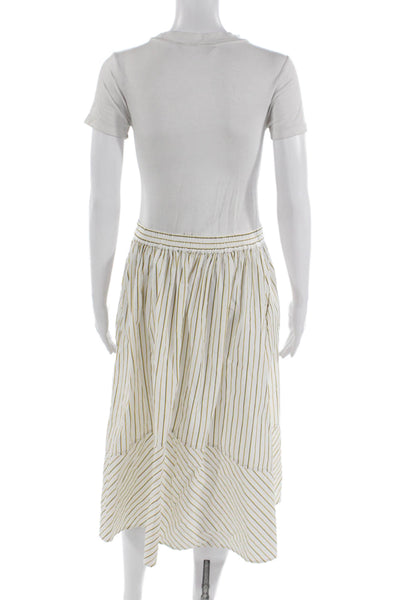 Etcetera Women A-Line Peasant Cotton Striped Knee Length Skirt Size 4