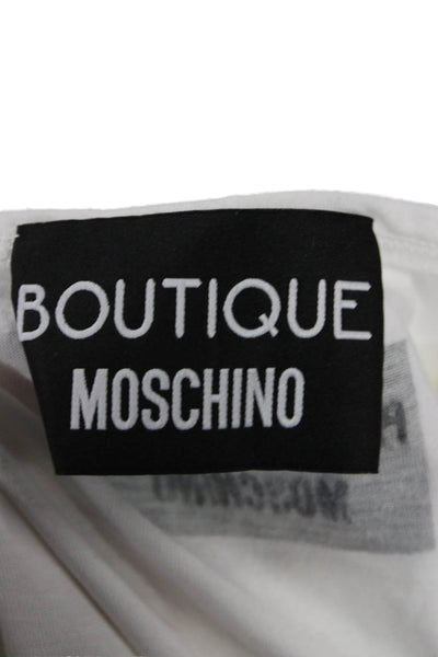Moschino Boutique Women T-Shirt White Floral Crew Neck Short Sleeve Size 4