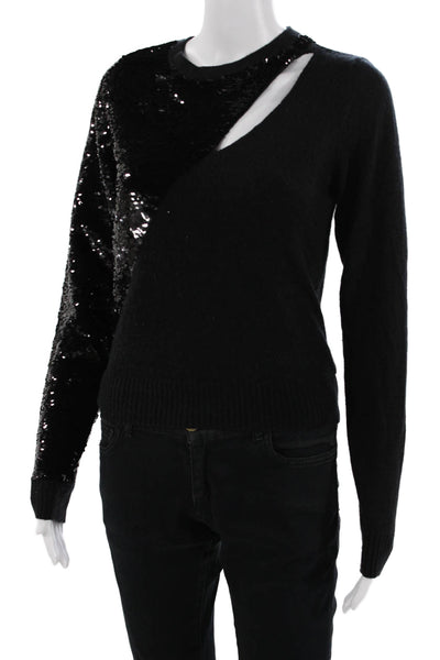 R+A Unisex Pullover Sweater Black Cashmere Silk Modal Size XS