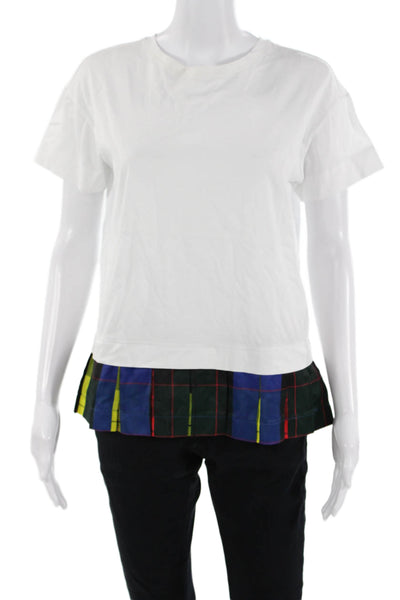 Escada Sport Womens Basic Plaid Cotton Crew Neck Short Sleeve T-Shirt Size XS