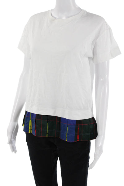Escada Sport Womens Basic Plaid Cotton Crew Neck Short Sleeve T-Shirt Size XS