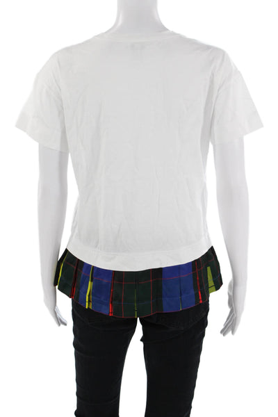 Escada Sport Womens Basic Plaid Cotton Crew Neck Short Sleeve T-Shirt Size XS