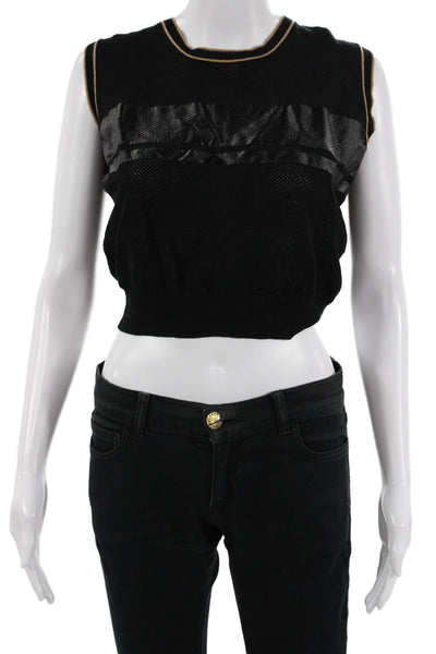 Roberto Collina Women Black Cropped Cotton Tank Crew Neck Size S