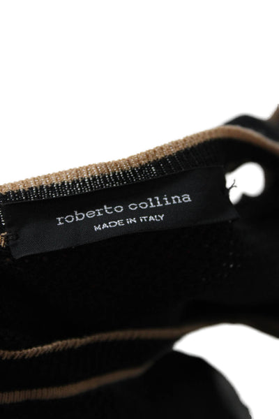 Roberto Collina Women Black Cropped Cotton Tank Crew Neck Size S