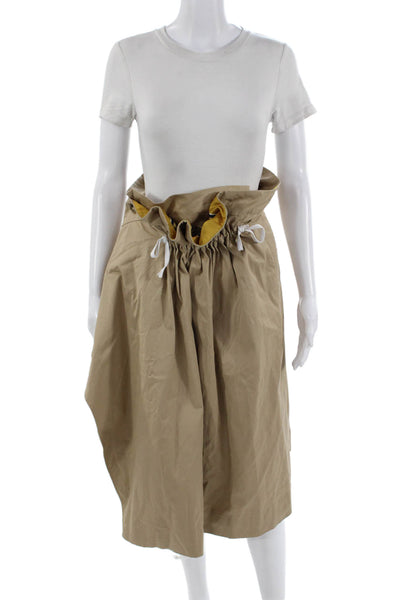 BESFXXK Womens Wrap Skirt Beige Knee Length Cotton Spandex Size S