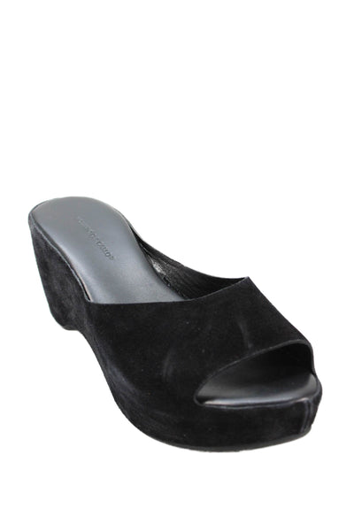Roberto Del Carlo Womens Suede Platform Wedge Sandals Black Size 37.5 7.5