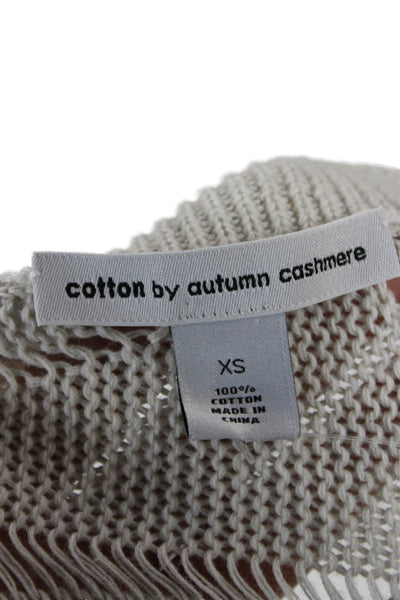 Cotton By Autumn Cashmere Women Beige Crew Short Sleeve Pullover Fish Size XS