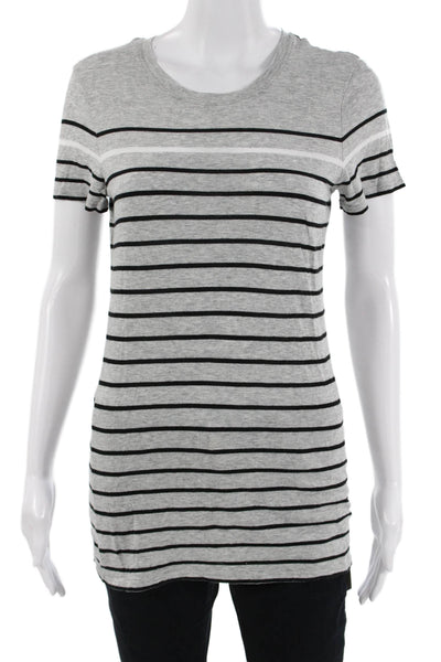 Vince Women Basic Jersey Striped Crewneck Tee Short Sleeve Size M
