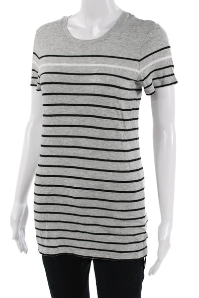 Vince Women Basic Jersey Striped Crewneck Tee Short Sleeve Size M