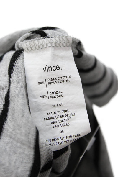 Vince Women Basic Jersey Striped Crewneck Tee Short Sleeve Size M