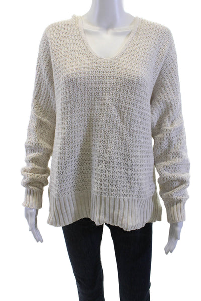 Rachel Zoe Unisex Beige V Neck Bohemian Pullover Sweater Long Sleeve Size L