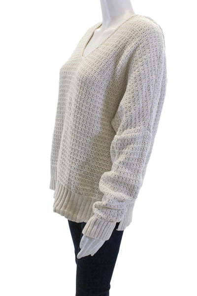 Rachel Zoe Unisex Beige V Neck Bohemian Pullover Sweater Long Sleeve Size L