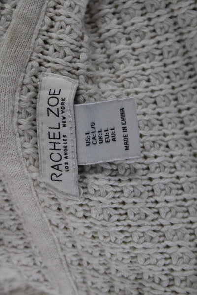 Rachel Zoe Unisex Beige V Neck Bohemian Pullover Sweater Long Sleeve Size L
