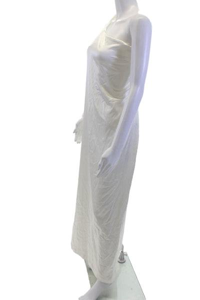Viktoria Cham Womens Maxi Satin Slip Dress White Sleeveless Designer Size S