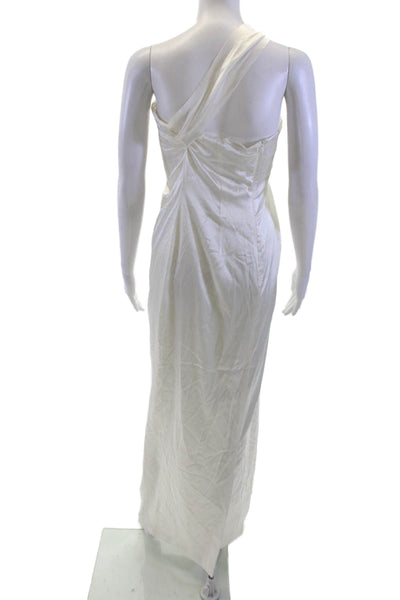 Viktoria Cham Womens Maxi Satin Slip Dress White Sleeveless Designer Size S