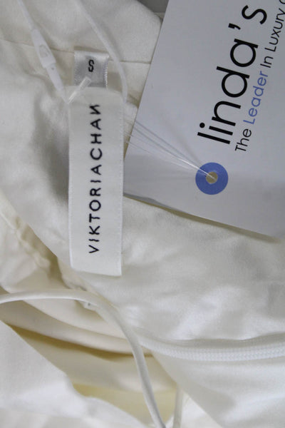 Viktoria Cham Womens Maxi Satin Slip Dress White Sleeveless Designer Size S