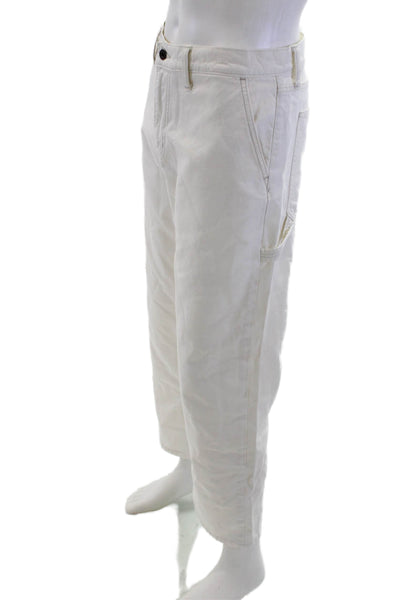 Vince Mens Cropped Carpenter Pants White 100% Cotton Size 34