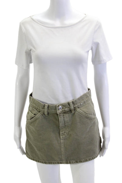 MNG Womens Mini Cargo Skirt Green Cotton Size S