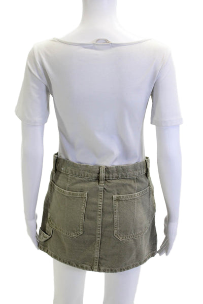 MNG Womens Mini Cargo Skirt Green Cotton Size S