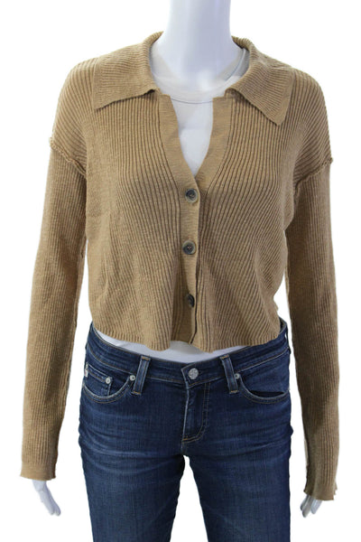 Free People Womens Boho Striped Button Cardigan Brown Long Sleeve Size XS