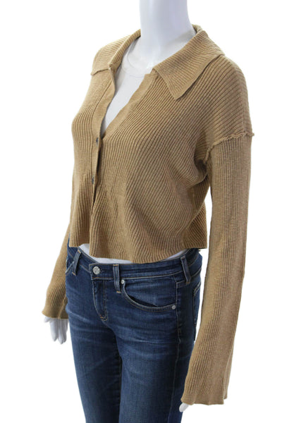 Free People Womens Boho Striped Button Cardigan Brown Long Sleeve Size XS