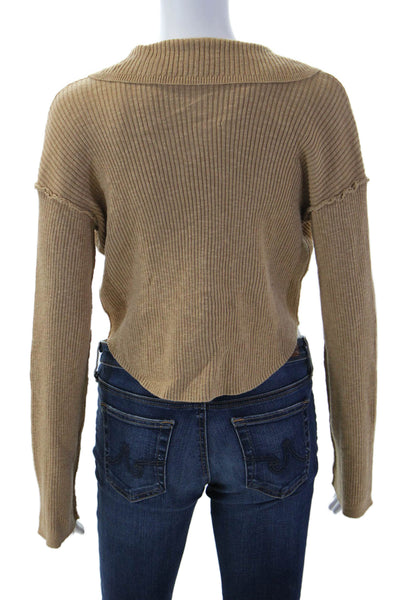 Free People Womens Boho Striped Button Cardigan Brown Long Sleeve Size XS