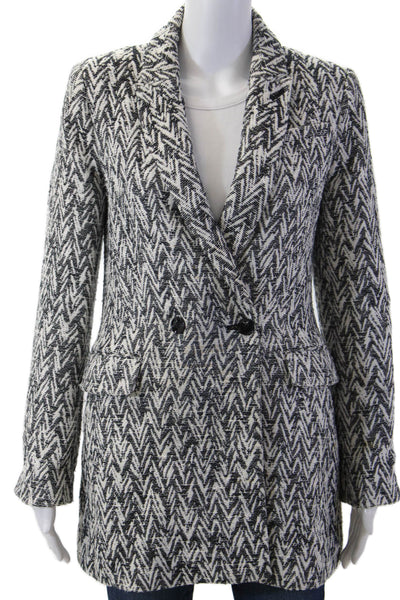 Banana Republic Womens Black Herringbone Button Blazer Size XS