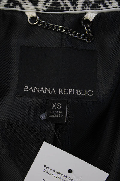 Banana Republic Womens Black Herringbone Button Blazer Size XS
