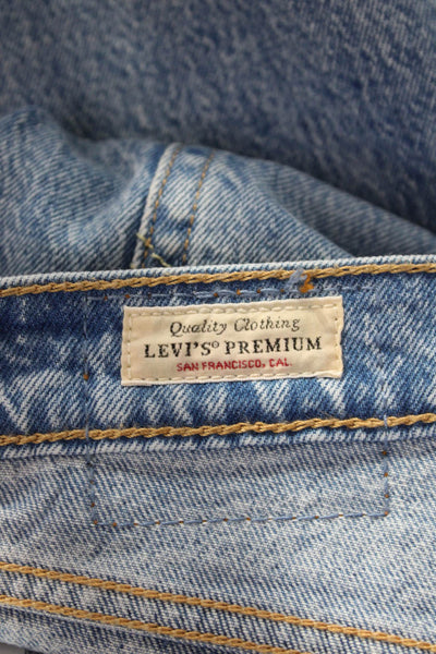 Levis Unisex Cropped Straight Jeans Blue Cotton Button Closure 90s Size 32
