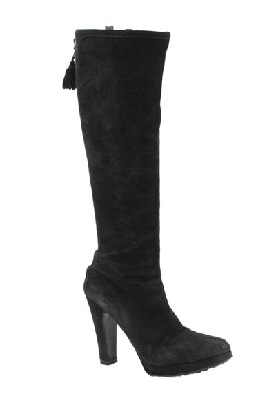 The Original Car Shoe Womens Side Zip Block Heel Knee High Boots Black Size 37
