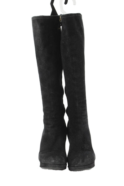 The Original Car Shoe Womens Side Zip Block Heel Knee High Boots Black Size 37