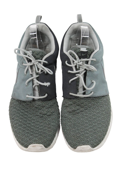 Nike Mens Lace Up Side Logo Knit Low Top Running Sneakers Green Size 12