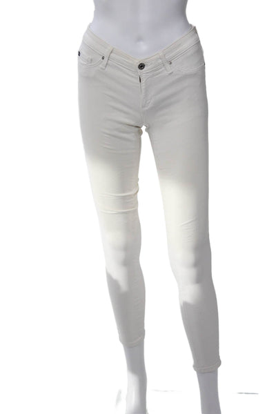AG Adriano Goldschmied Women White Mid Rise Ankle Skinny Jeans Size 24