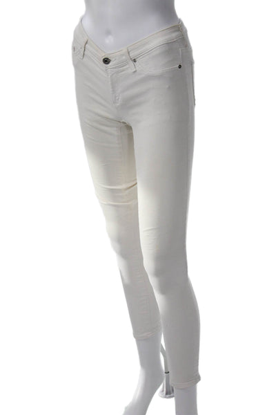 AG Adriano Goldschmied Women White Mid Rise Ankle Skinny Jeans Size 24