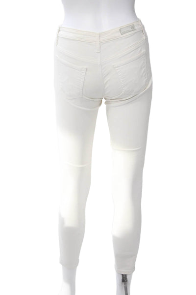 AG Adriano Goldschmied Women White Mid Rise Ankle Skinny Jeans Size 24