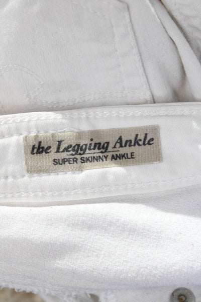 AG Adriano Goldschmied Women White Mid Rise Ankle Skinny Jeans Size 24