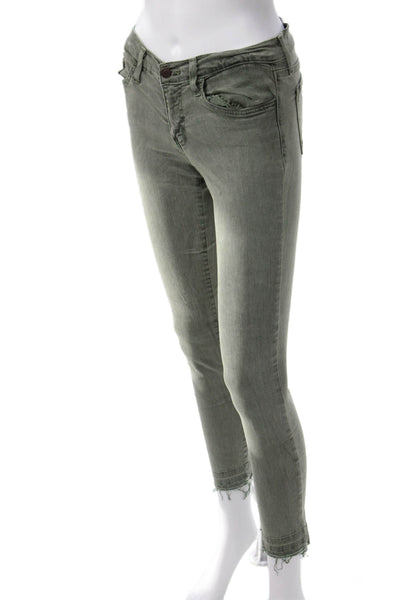 Flying Monkey Womens Ankle Skinny Jeans Army Green Mid Rise Size 27